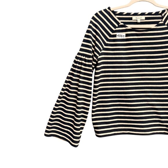 Madewell Womens XS Black Beige Striped Long-Sleeve Top - Picture 8 of 8